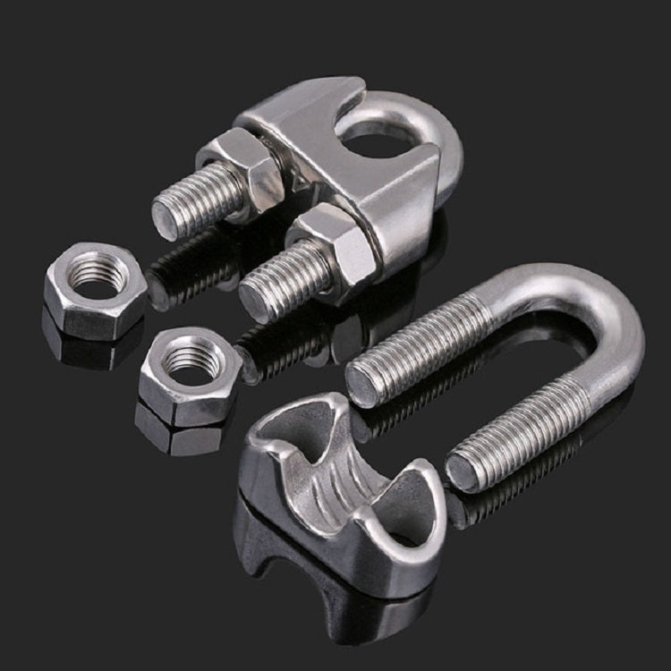2 PCS Stainless Steel Clip U-shaped Wire Rope Card Head Rope Wire Rope Rolling Head Buckle, Specification:M8