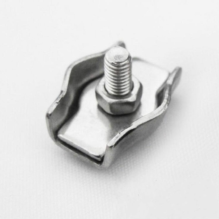5 PCS 304 Stainless Steel Plate Single Clip Double Clamp Wire Rope Clamp, Specification:M4, Style:Single Clip