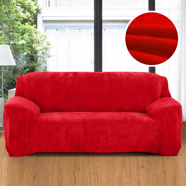 Plush Fabric Sofa Cover Thick Slipcover Couch Elastic Sofa Covers Not Include Pillow Case, Specification:3 seat 190-230cm