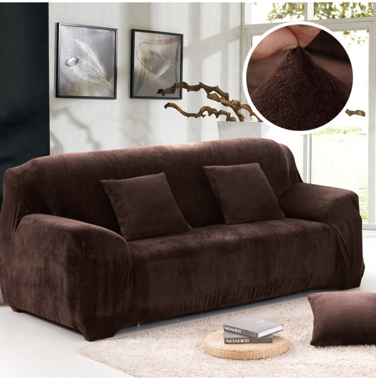 Plush Fabric Sofa Cover Thick Slipcover Couch Elastic Sofa Covers Not Include Pillow Case, Specification:3 seat 190-230cm