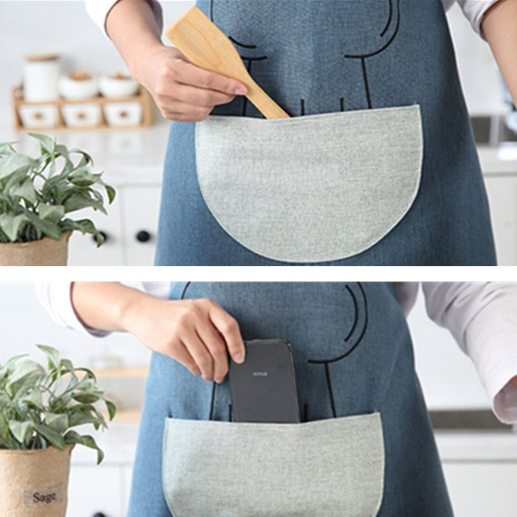 Antifouling Oil-proof Thick Cooking Apron Painting Work Clothes with Semicircle Pocket