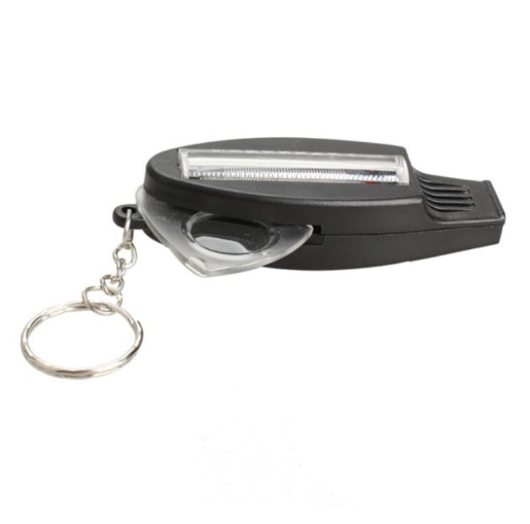 Black Keychain Versatile 4 IN 1 Compass Thermometer Whistle Magnifier for traveling camping hiking climbing outdoor sports