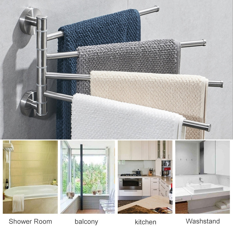 Stainless Steel Towel Bar Rotating Towel Rack Bathroom Kitchen Wall-mounted Towel Polished Rack Holder, Model:Black Brushed Five Poles