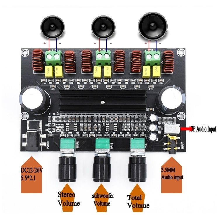 XH-M573 80W+80W+100W High-Power 2.1 Channel Audio TPA3116D2 Digital Power Amplifier Board