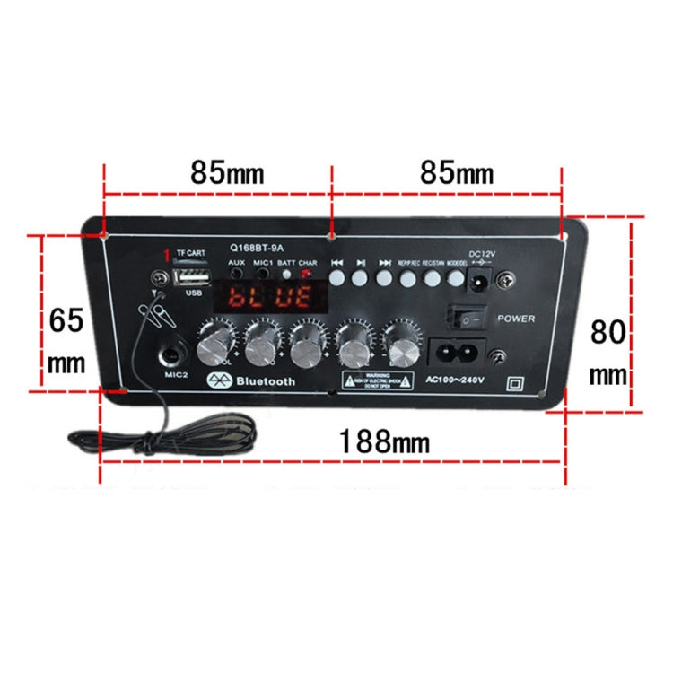 12V AC220V Bluetooth Subwoofer Power Amplifier Board Karaoke Audio Amplifier Support AUX TF Card U Disk Recording Radio(Black)