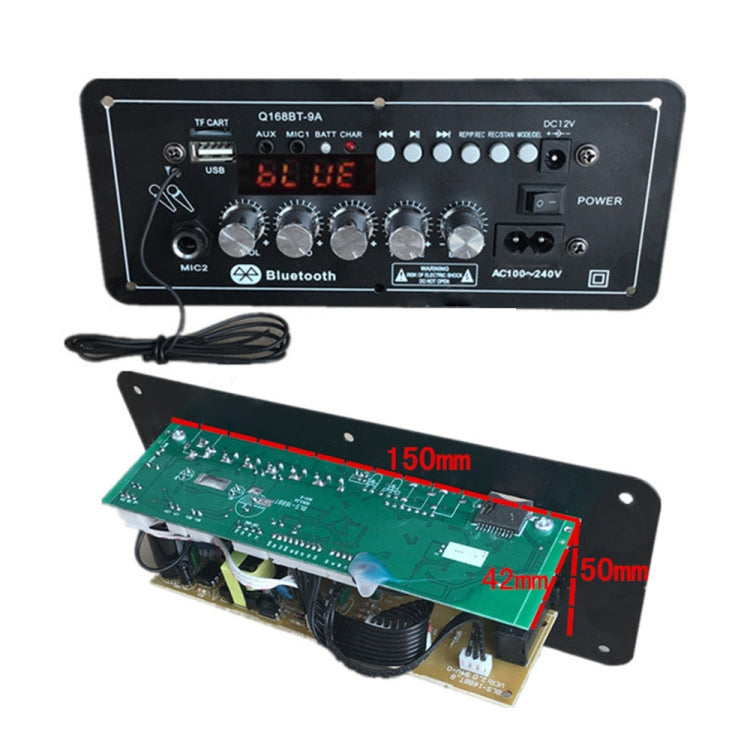 12V AC220V Bluetooth Subwoofer Power Amplifier Board Karaoke Audio Amplifier Support AUX TF Card U Disk Recording Radio(Black)