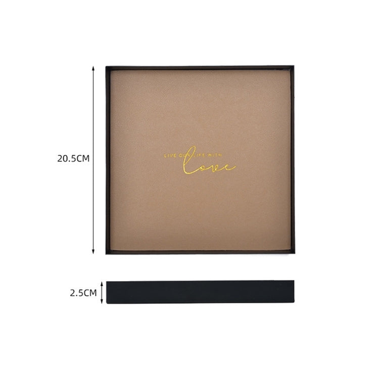 Square PU Leather Wrought Iron Tray Entrance Key Debris Storage Box, Size:L