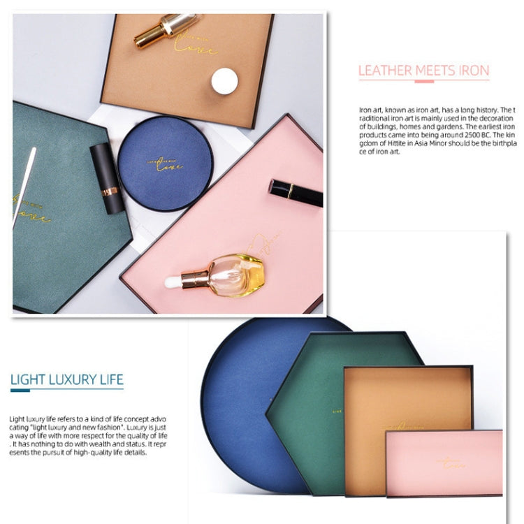 Square PU Leather Wrought Iron Tray Entrance Key Debris Storage Box, Size:L