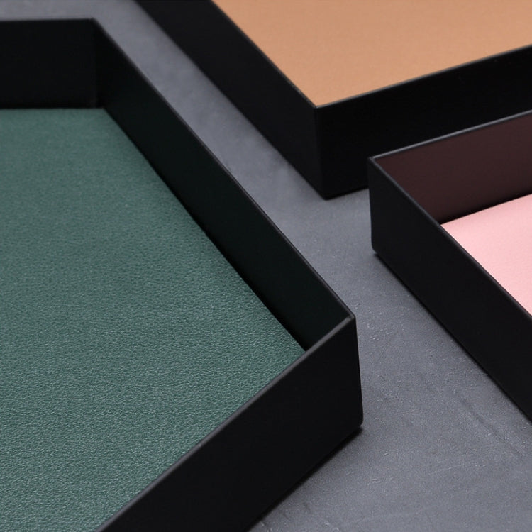 Rectangle PU Leather Wrought Iron Tray Entrance Key Debris Storage Box, Size:L