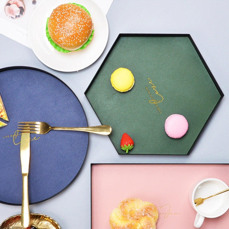 Rectangle PU Leather Wrought Iron Tray Entrance Key Debris Storage Box, Size:L