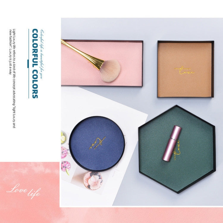 Hexagon PU Leather Wrought Iron Tray Entrance Key Debris Storage Box, Size:L