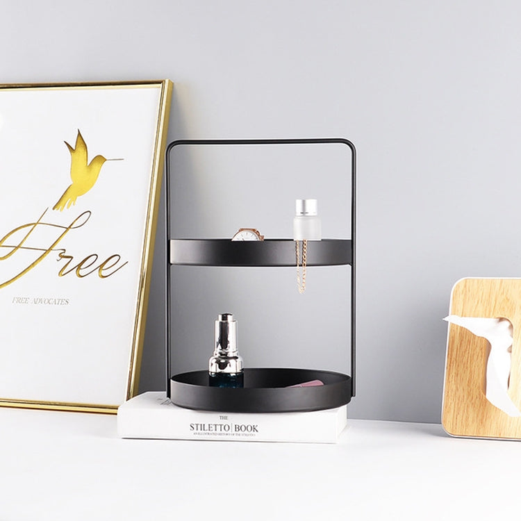 Double-layer Leather Mat Storage Tray with Handle Shelf Snack Tray, Color:Rectangular