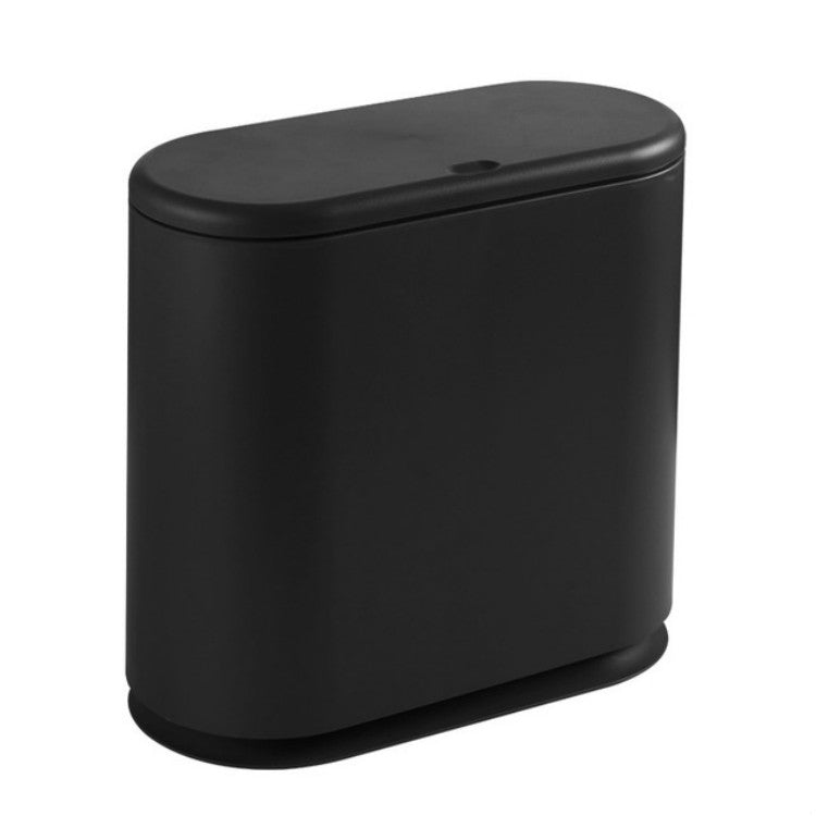 9L Home Double-Barrel Oval Plastic Trash Can with Lid Cover
