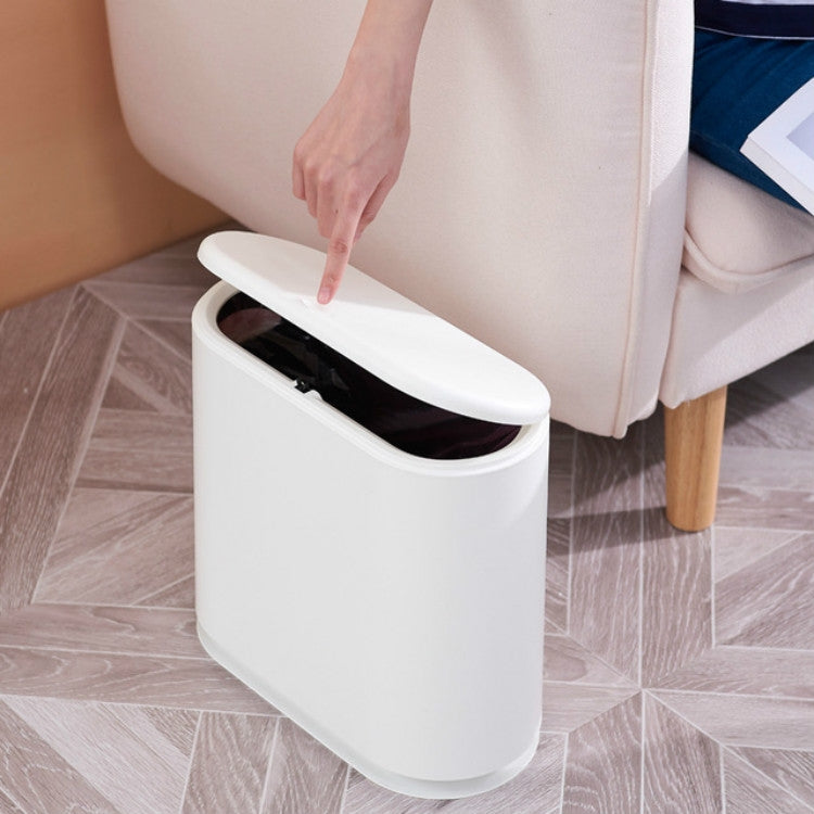 9L Home Double-Barrel Oval Plastic Trash Can with Lid Cover