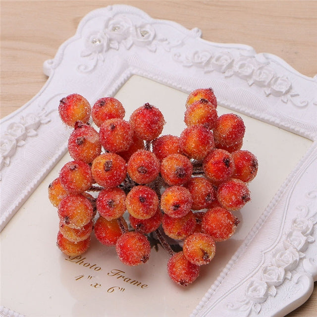 2 PCS 12mm Simulation Berry Frost Red Small Fruit Foam Berry DIY Accessories Flower Arrangement Material