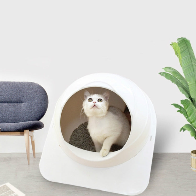 Cat Litter Box Pet Large Enclosed Toilet(White)