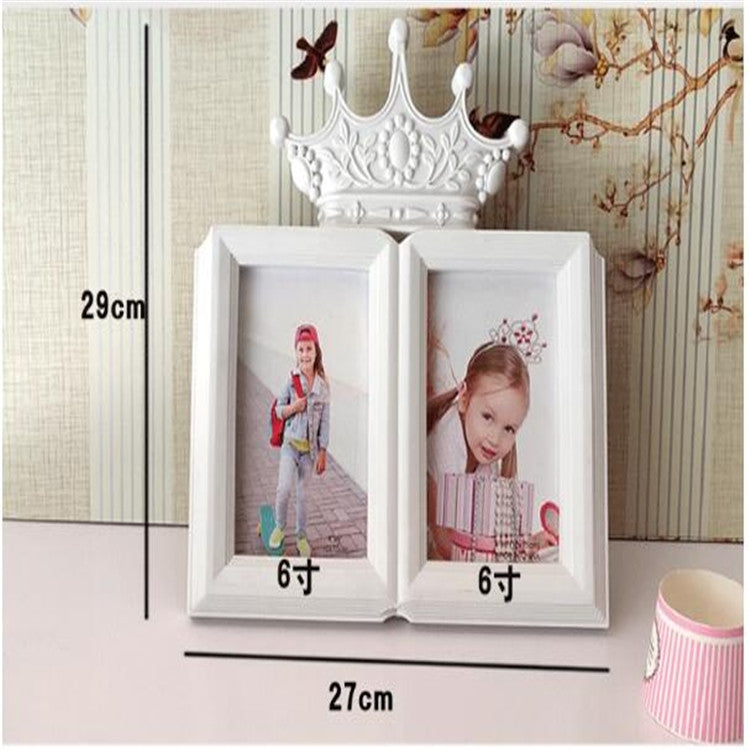 European Minimalist Creative Siamese Photo Frame Plastic Children Photo Frame, Style:Crown 2 Holes 6 Inches