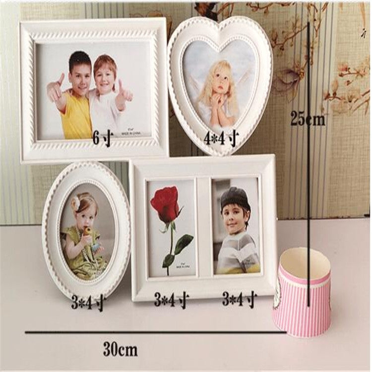 European Minimalist Creative Siamese Photo Frame Plastic Children Photo Frame, Style:Conjoined 5-hole S-E