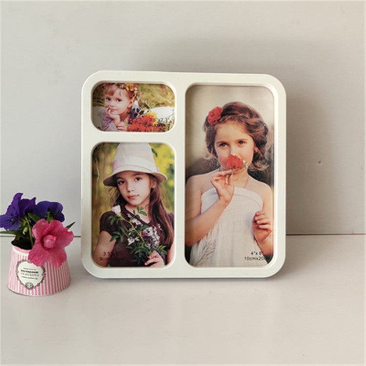 European Minimalist Creative Siamese Photo Frame Plastic Children Photo Frame, Style:Plane 3 Holes