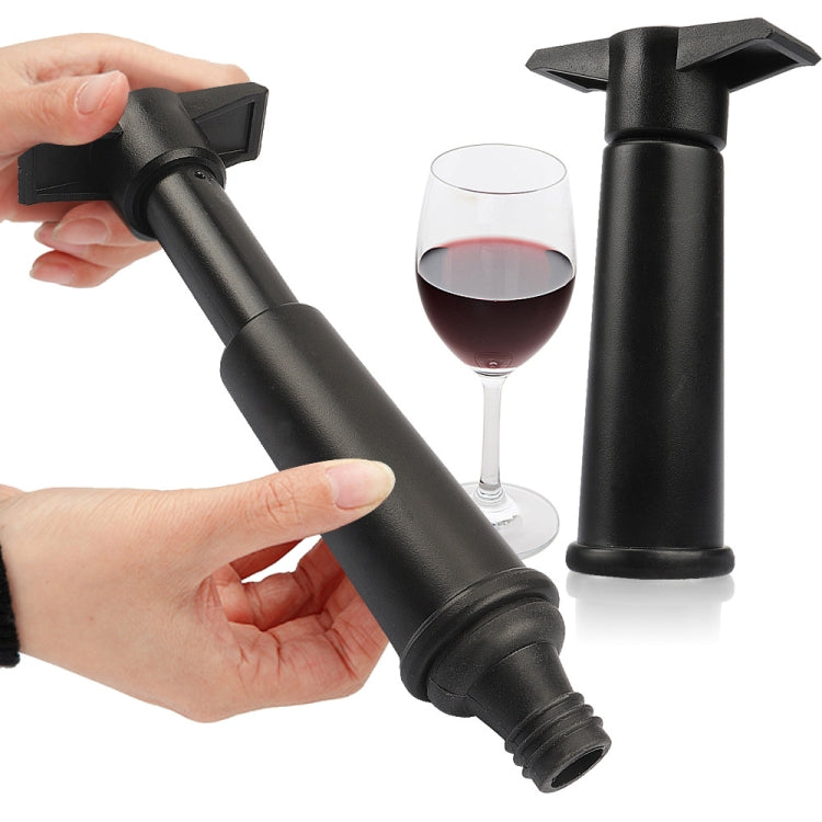 Red Wine Vacuum Pump Freshener Silicone Wine Stopper Set, Specification:Black Pump 2 Stoppers (Box)