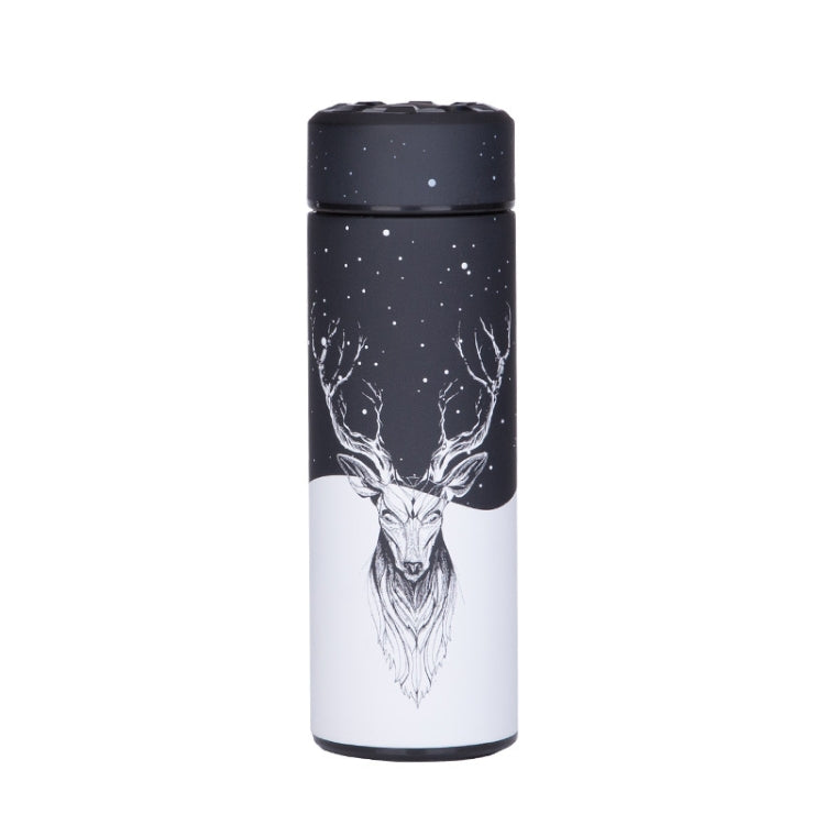Deer Pattern Insulated Thermos Vacuum Bottle Stainless Steel Thermos Cup Thermal bottle with Tea Strainer, Capacity:350ml