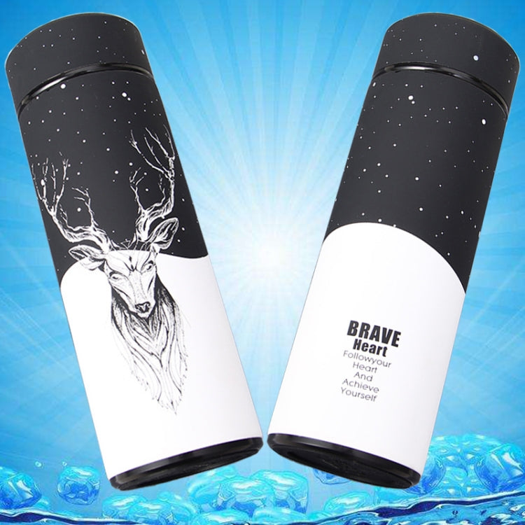 Deer Pattern Insulated Thermos Vacuum Bottle Stainless Steel Thermos Cup Thermal bottle with Tea Strainer, Capacity:500ml