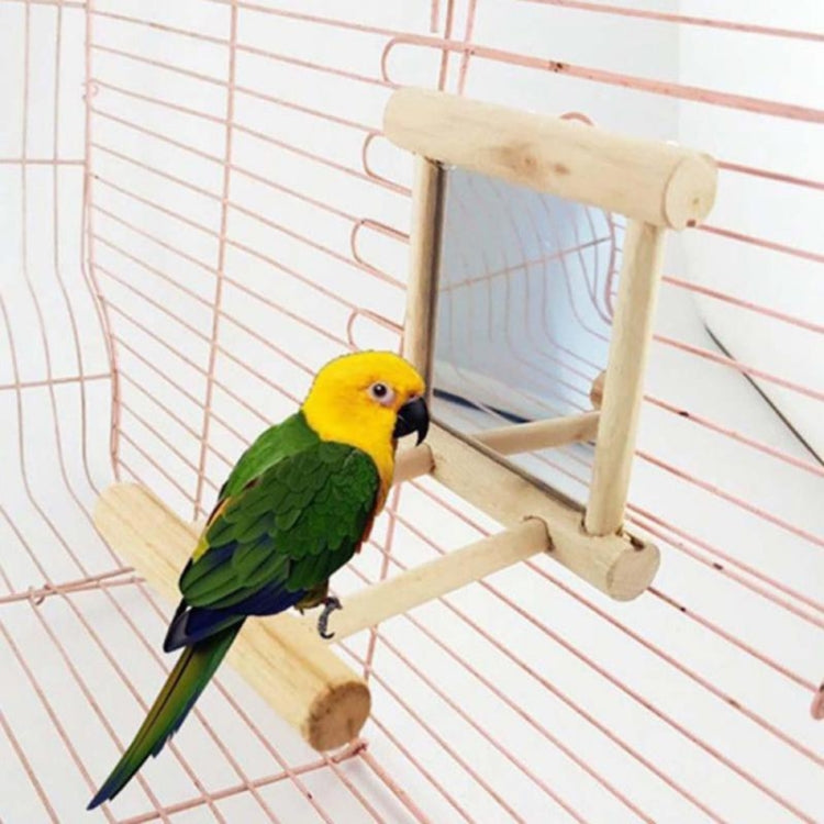 Wooden Pet Toy Mirror Toy Parrot Toys Climb Accessories for Cockatiel Parrots Small Birds