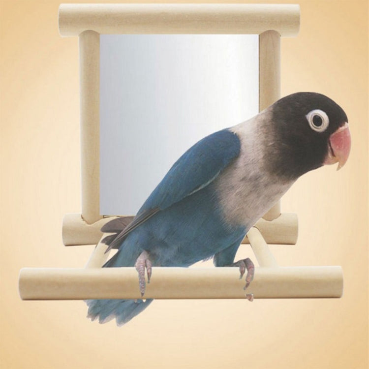 Wooden Pet Toy Mirror Toy Parrot Toys Climb Accessories for Cockatiel Parrots Small Birds