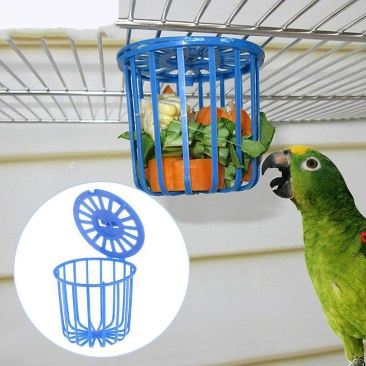 2 PCS Bird Parrot Feeder Cage Fruit Vegetable Holder Cage Hanging Basket Container Pet Bird Supplies(Blue)