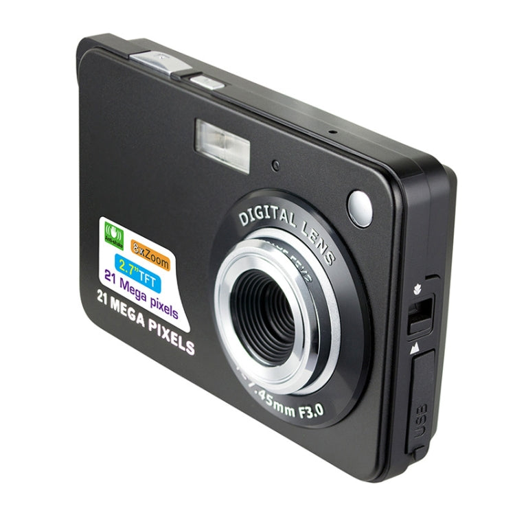 21M Pixels Children Digital Camera 2.7 inch Color Display Card Style Digital Photo Video Record  Camera HD 8x Zooming Smart Automatic Camera(Silver)
