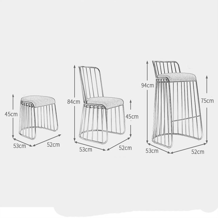 Nordic Minimalist Modern Gold Wrought Iron Lounge Bar Chair