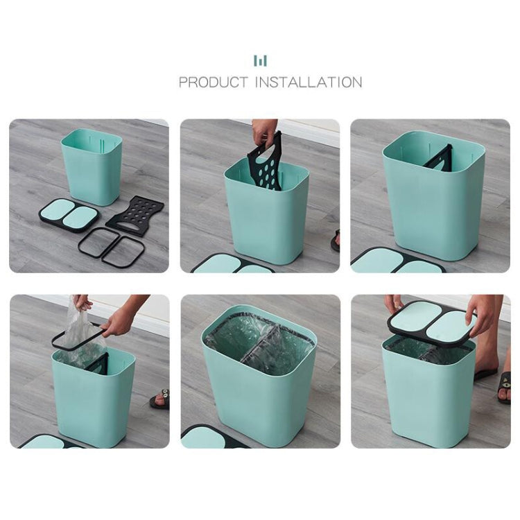 Household Office Kitchen Push-type Garbage Bucket Wet and Dry Classification Double-Barrel Plastic Trash Can with Spring Cover Lip