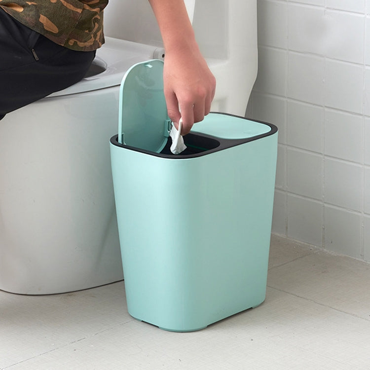 Household Office Kitchen Push-type Garbage Bucket Wet and Dry Classification Double-Barrel Plastic Trash Can with Spring Cover Lip