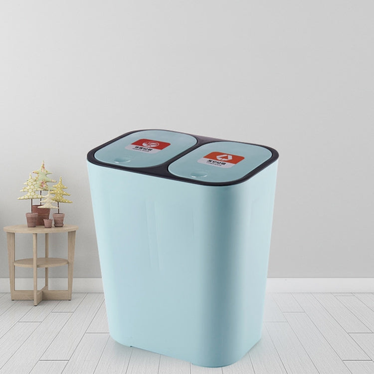 Household Office Kitchen Push-type Garbage Bucket Wet and Dry Classification Double-Barrel Plastic Trash Can with Spring Cover Lip