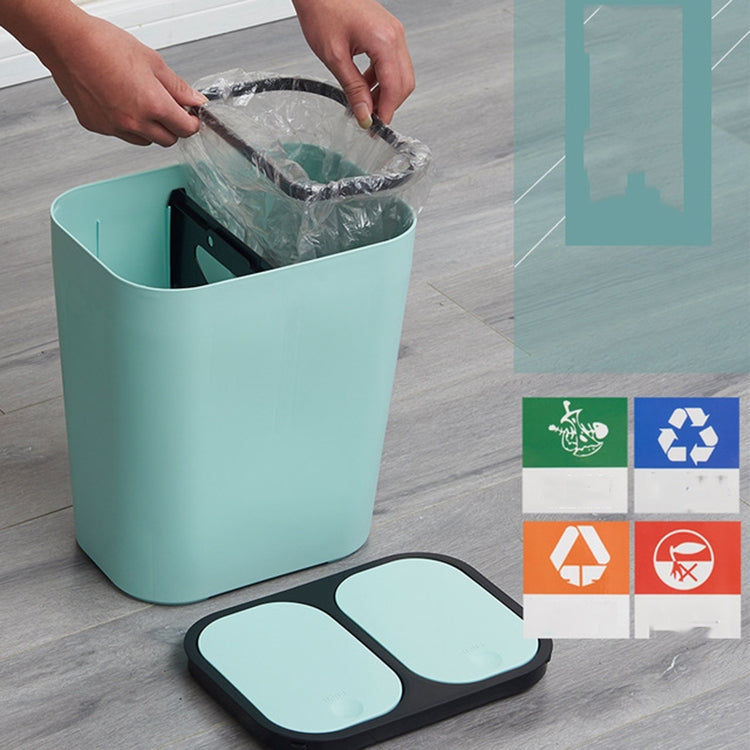 Household Office Kitchen Push-type Garbage Bucket Wet and Dry Classification Double-Barrel Plastic Trash Can with Spring Cover Lip