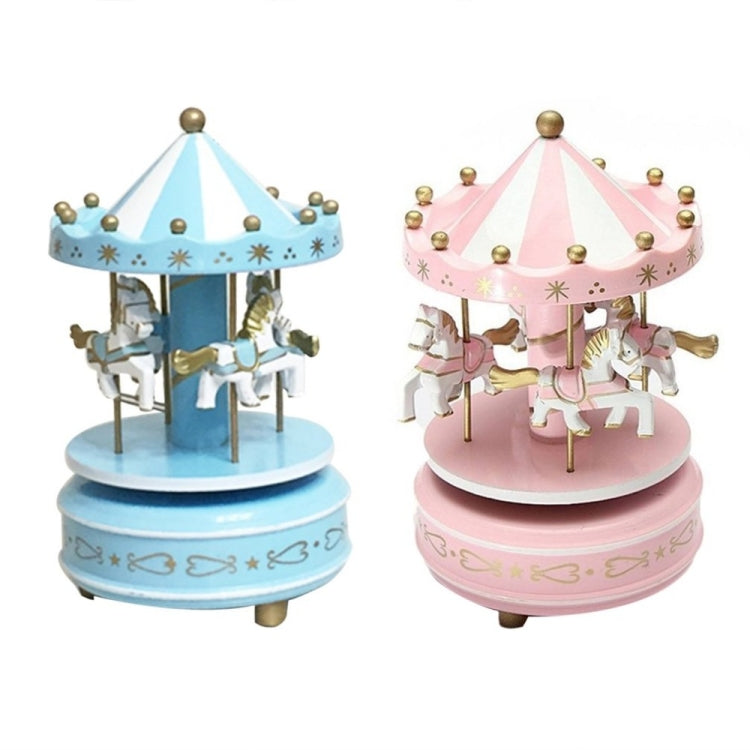 2 PCS Wooden Music Box Toy Home Decor Carousel Horse Music Box