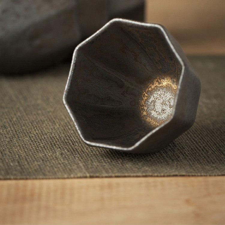 Vintage Gilt Ceramic Small Teacup Coaster, Style:Octagonal Cup