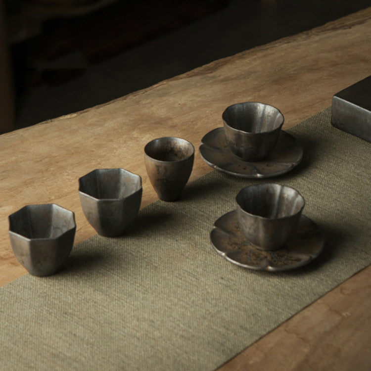 Vintage Gilt Ceramic Small Teacup Coaster, Style:Flowing Cup