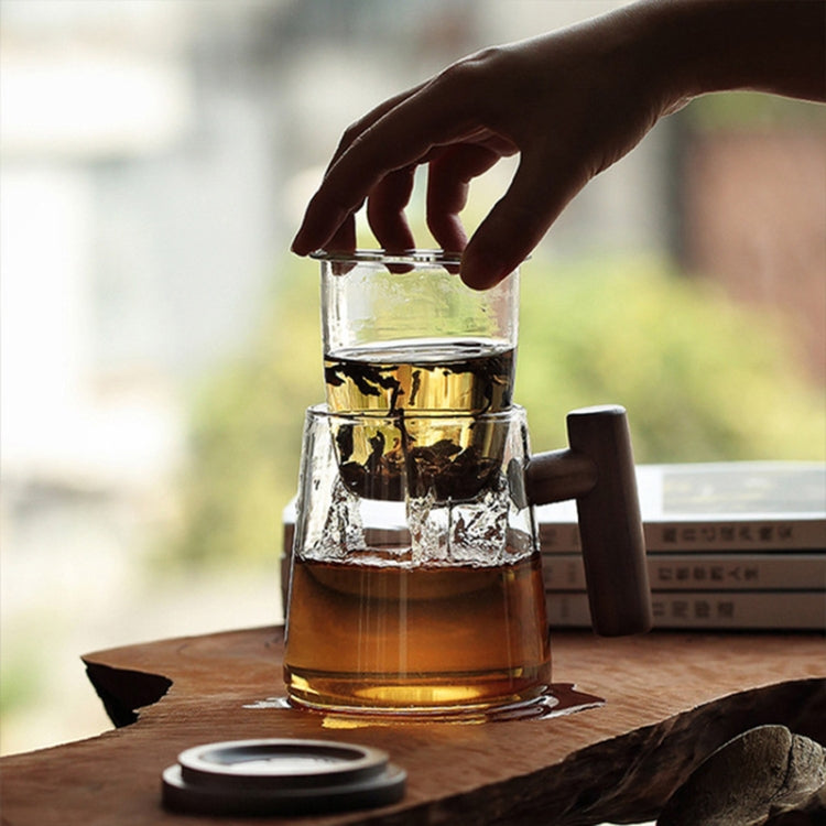 Thick Heat-resistant High Borosilicate Glass Teacup with Wooden Handle, Capacity: 300ML, Specification:7B
