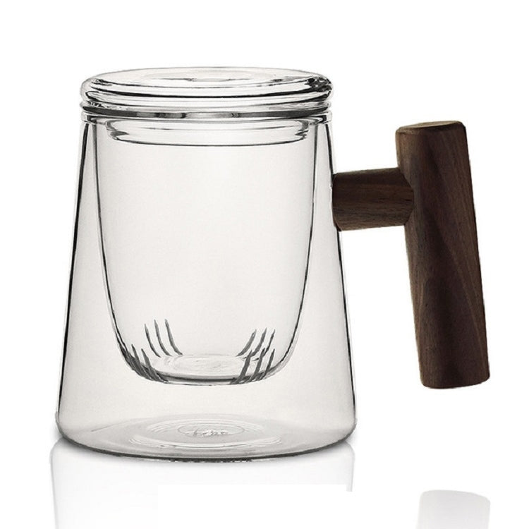 Thick Heat-resistant High Borosilicate Glass Teacup with Wooden Handle, Capacity: 300ML, Specification:8A