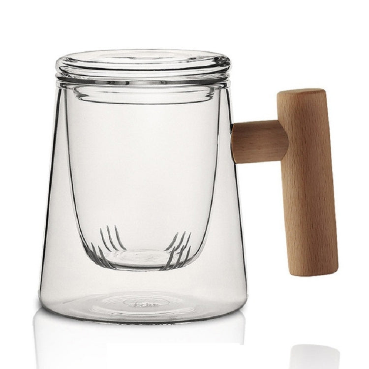 Thick Heat-resistant High Borosilicate Glass Teacup with Wooden Handle, Capacity: 300ML, Specification:8B
