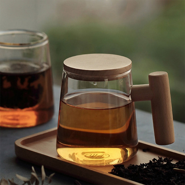 Thick Heat-resistant High Borosilicate Glass Teacup with Wooden Handle, Capacity: 300ML, Specification:8B