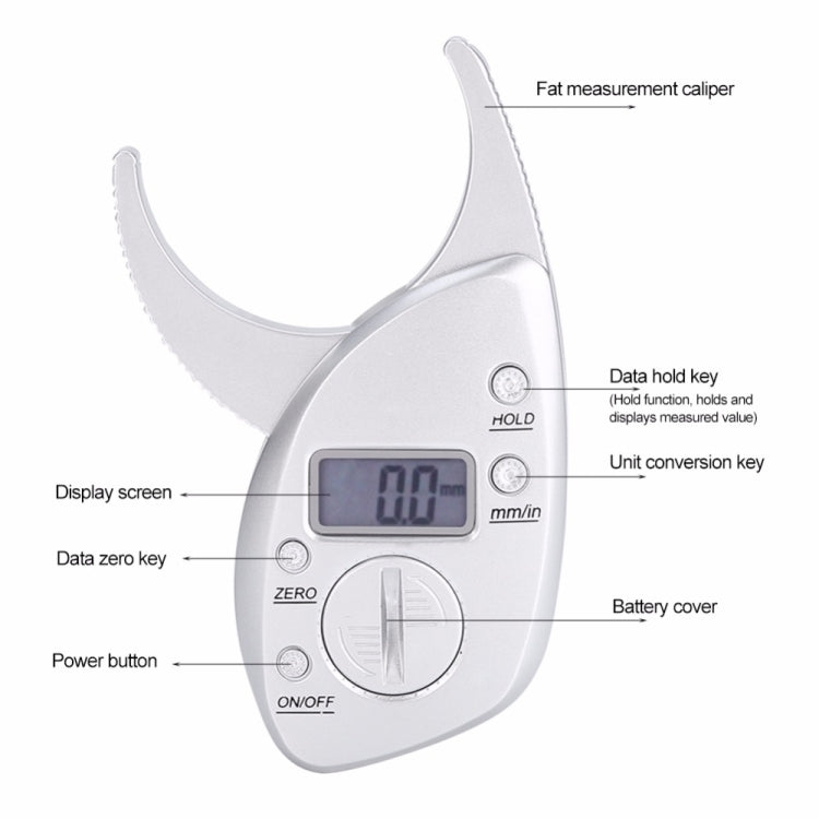 0-50MM Electronic Digital Display Fat Measurement Caliper Waist Circumference Ruler