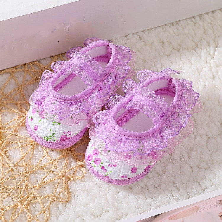 Baby Lace Bow Soft Bottom Shoes, Size:13