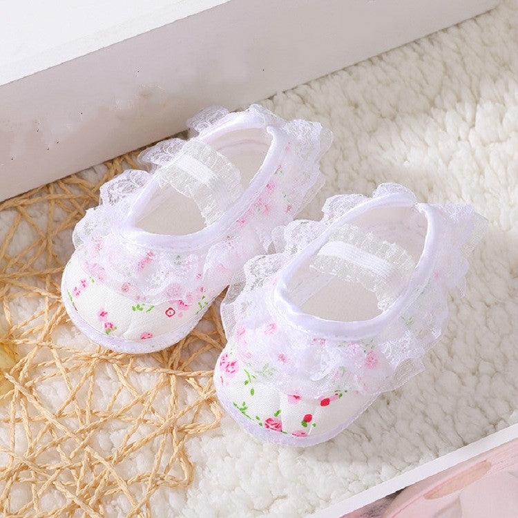 Baby Lace Bow Soft Bottom Shoes, Size:13