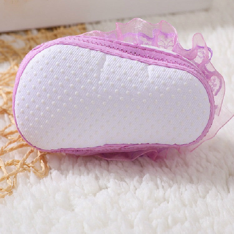 Baby Lace Bow Soft Bottom Shoes, Size:13