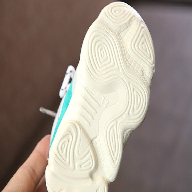 Children Soft Bottom Stitching Color Sneaker Casual Running Shoes, Size:19(Blue)