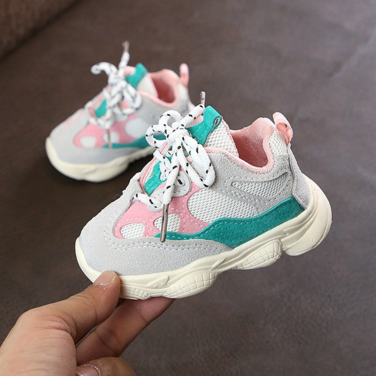 Children Soft Bottom Stitching Color Sneaker Casual Running Shoes, Size:20(Green)