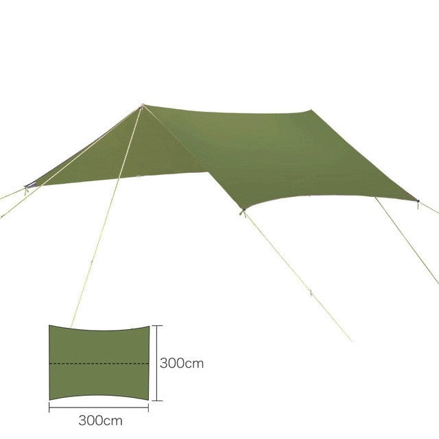 Ultralight Outdoor Portable Hammock Awning Hanging Tent Wear-resisting Large Multi-functional Mat Foldable Anti-UV Waterproof(Army Green)