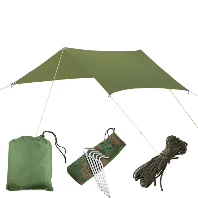 Ultralight Outdoor Portable Hammock Awning Hanging Tent Wear-resisting Large Multi-functional Mat Foldable Anti-UV Waterproof(Army Green)